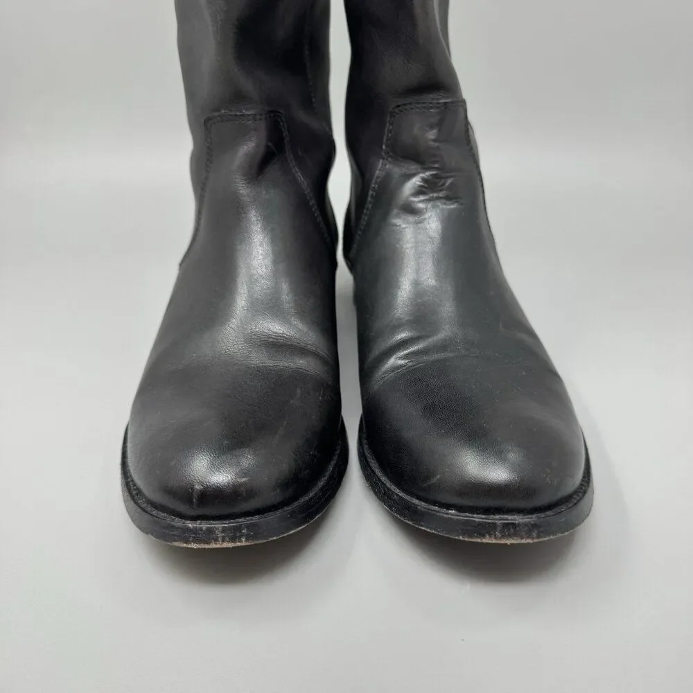 Frye Melissa Leather Riding Boots Back Zip Snap Tall Boots Women's Sz 7 B